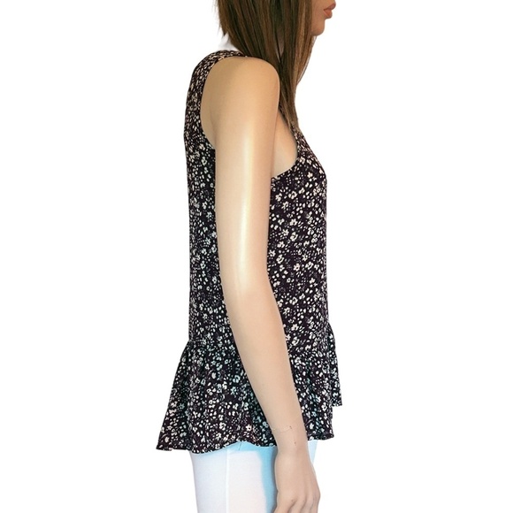 Frenchi Peplum Flounce Top Blouse Tank Floral burgundy Floral Lightweight - Picture 5 of 13